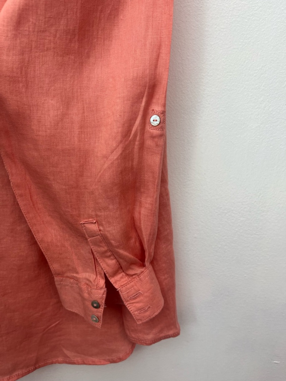 New without tag SIGRID OLSEN! 100% LINEN women Button-Down Shirt in 🪸 corral XL - Picture 6 of 6